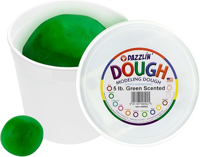 Hygloss Play Modeling Dough - Green Dough Scented - Safe & Non-Toxic for Kids Arts & Crafts - Party Favors - Classroom Supplies - 5lb