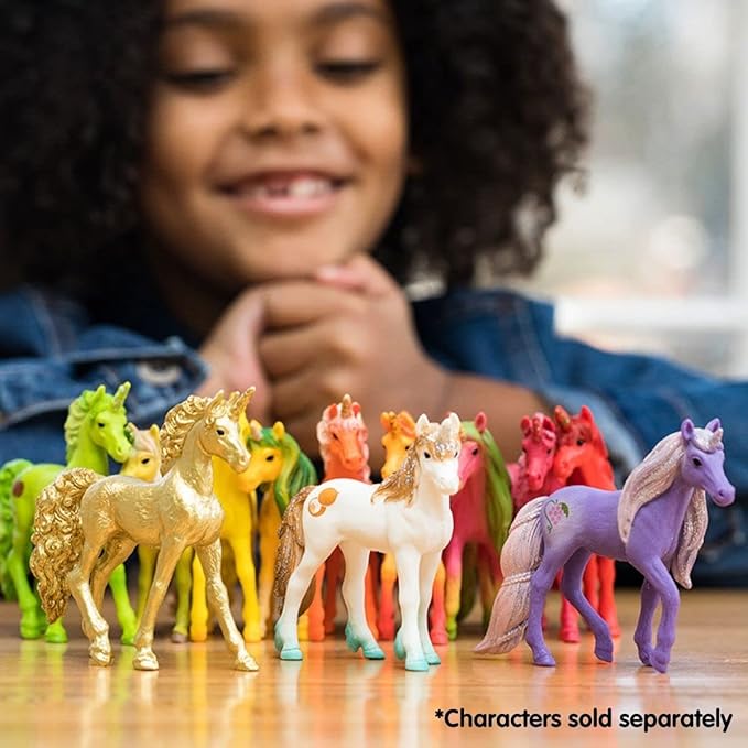 Schleich bayala, Unicorn Gifts for Girls and Boys Ages 5-12, 6-Piece Set, Collectible Unicorn Foal Toys, Fruit & Gold Unicorn Foals