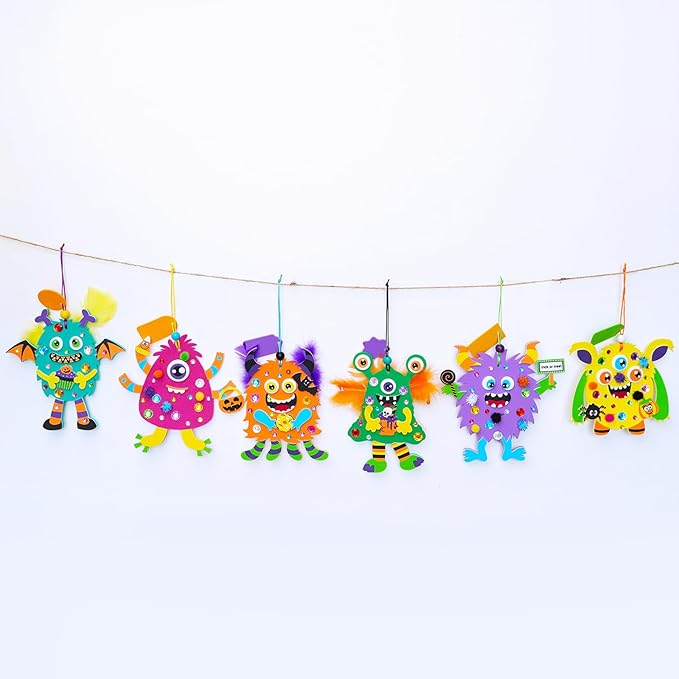Winlyn 24 Sets Halloween Crafts for Kids Individual Halloween Craft Kits Fall Crafts DIY Monster Ornaments Foam Monster Crafts Halloween Arts and Crafts for Kids Classroom Art Activities Party Favors