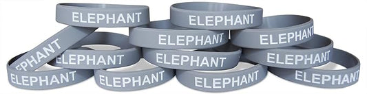 Novel Merk Elephant Gray Safari Animal Party Favor & School Carnival Prize Silicone Rubber Band Wristband Bracelet (12 pieces)
