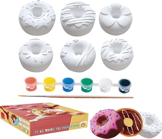 XINJIDUO Painting Interests Doughnut Plaster DIY Painting, Dessert Decoration Girl's Heart Plaster Mold, paintable Plaster Figurine Painting Craft Toy.