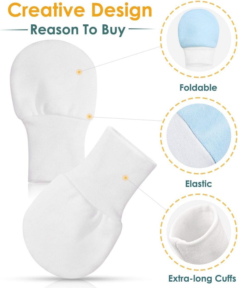 Newborn Baby Mittens Anti Scratch Baby Mittens No Scratch Mittens Baby Gloves for 0-6 Months Boys Girls(6 Pairs)