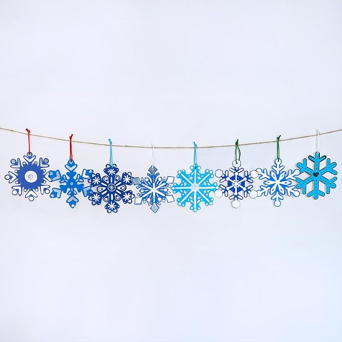 Winlyn 56 Sets 8 Styles Magic Color Scratch Blue Snowflake Ornaments Decorations Scratch Art Christmas Craft Kits Winter Crafts for Kids Holiday Seasonal Home Classroom Activities Party Favors