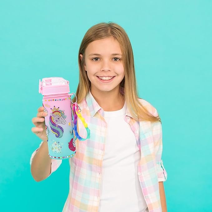 Gifts for Girls 4-12, Decorate Your Own Water Bottle Kits for Girls, Unicorn Diamond Crafts Painting Toys, Kids Water Bottle for School, Valentine's Day and Birthday Gifts Toys for Girls (Unicorn 2)