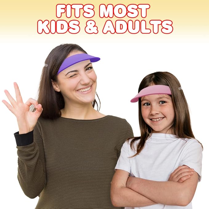 ArtCreativity Foam Sun Visors for Women, Assorted Color Set of 12, Visor for Kids Age 3+, 3 Pc of Each Color – Blue, Red, Purple & Pink, Great for Kids, Class Field & Camping Trips, Carnival Prize