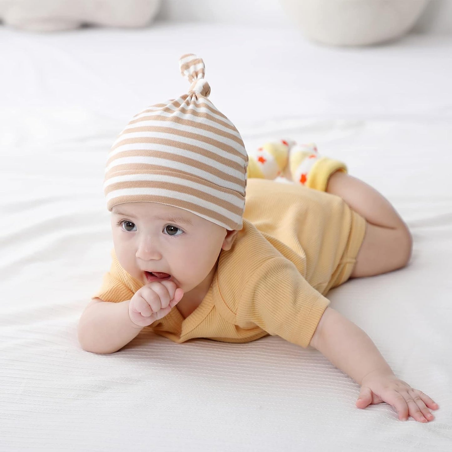 Baby Hat and Mittens Set Newborn Baby Hats Caps for Baby Boys Girls 0-6 Months 100% Cotton