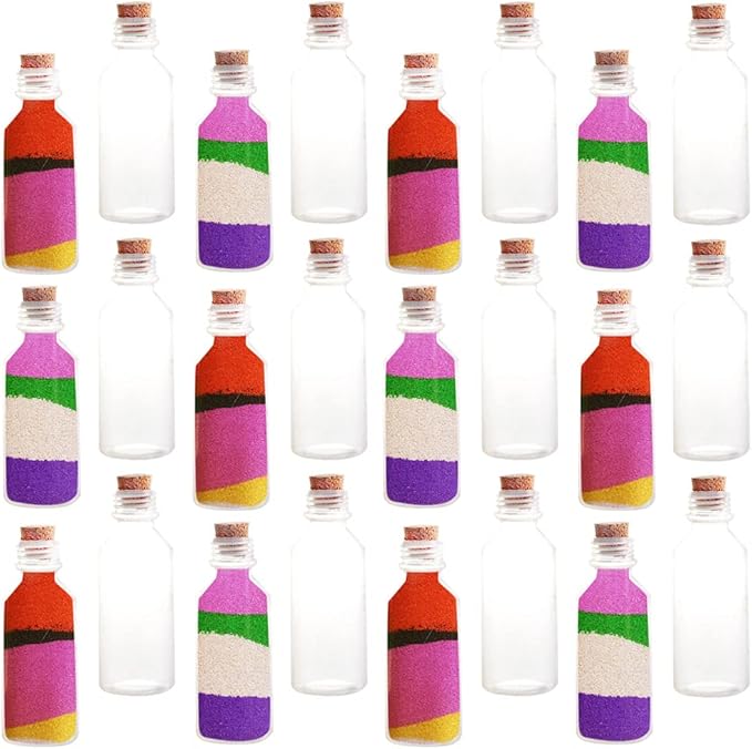 ArtCreativity Plastic Sand Art Bottles with Corks - Pack of 24-2oz Clear Containers for Sand Art, Message in a Bottle, Wedding Invitations, Fun Arts and Crafts Supplies for Kids - Sand not Included…
