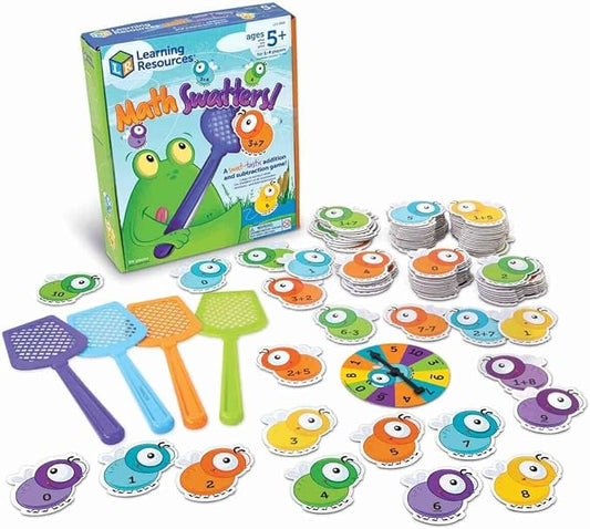 Learning Resources Mathswatters, Addition & Subtraction Game, Math Games for Kids, Educational Games, Preschool Math, Montessori, 99 Pieces, Age 5+