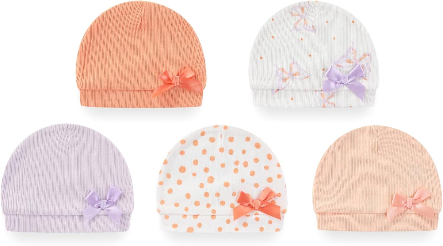 Baby Hat and Mittens Set Cotton Newborn Baby Hats Caps for Boys and Girls, 0-6 Months