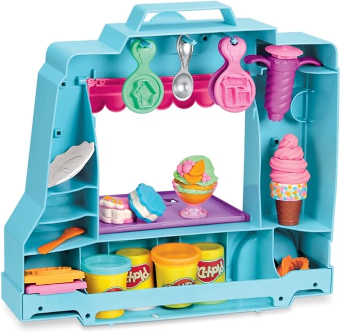 Play-Doh Ice Cream Truck Playset, Pretend Play Toy for Kids 3 Years and Up with 20 Tools, 5 Modeling Compound Colors, Over 250 Possible Combinations