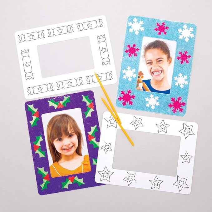 Baker Ross-AT326 Ltd Christmas Sand Art Picture Frames, Festive Arts and Craft (Pack of 8)