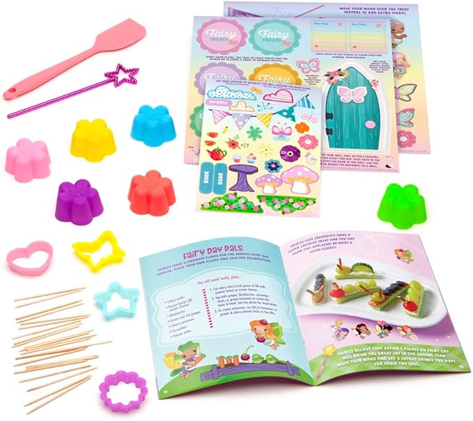 Craft-tastic – Create Your Own Magical Fairy Treats – Includes 40 Page Recipe Book Featuring 18 Fun & Easy-to-Make Recipes, Cookie Cutters, Silicone Cupcake Liners, Spatula, Magic Wand, and More!