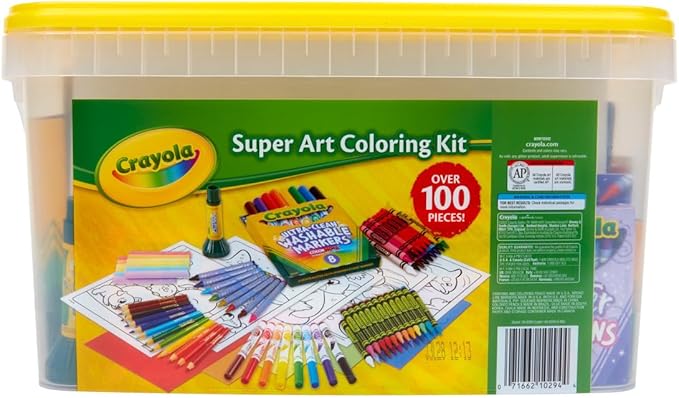 Crayola Super Art Coloring Kit (100+ Pcs), Arts & Crafts Set for Kids, Coloring Supplies, Arts & Crafts Set, Gifts for Kids [Amazon Exclusive]