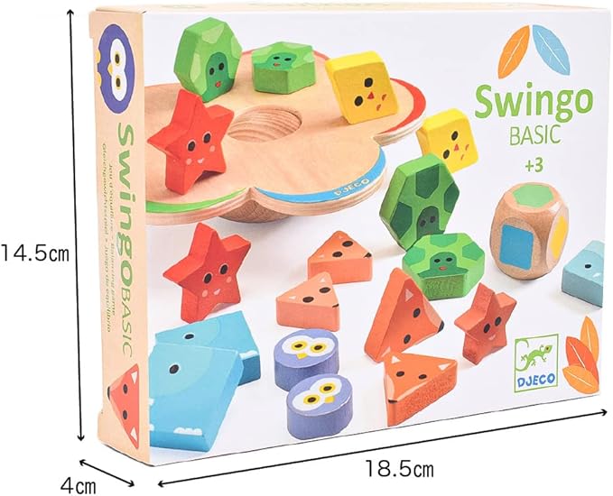 DJECO Basic SwingoBasi Balance Game - Interactive Learning and Recognizing Colorful Geometric Shapes Toy - Educational Toddler & Baby Toys for Girls & Boys, 3+ Years