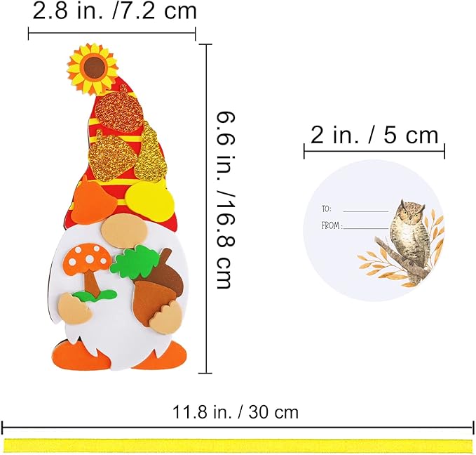 Winlyn 24 Sets Fall Craft Kits DIY Fall Gnome Ornaments Decorations Art Sets Fall Leaf Pumpkin Sunflower Foam Stickers Arts and Crafts for Kids Autumn Halloween Thanksgiving Activity Art Project