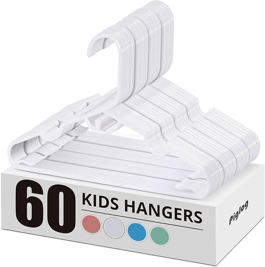 Baby Hangers 60 Pack Plastic Kids Hangers, White Toddler Hangers Baby Clothes Hangers for Closet, Infant Hangers for Nursery Boys and Girls