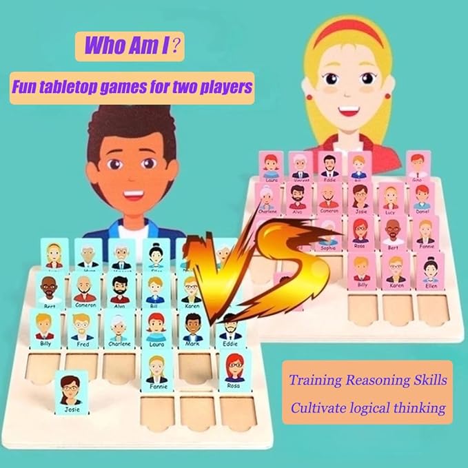 Guess Game Wooden Board Who Am i Game Toy for 3+ Year Old Boys Girls,Guessing Cognitive Toy Logical Reasoning Games for Families,Puzzle Educational Travel Toys for Kids Ages 3 and Up