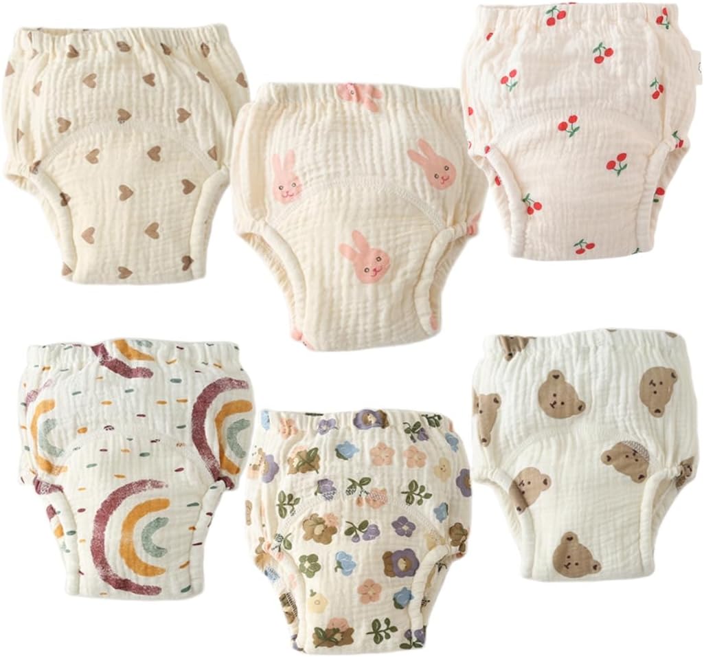 Baby Training Underpants,Soft Cotton Absorbent Potty Training Underwear For Baby Boys And Girls 6 Pack