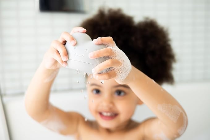 Ubbi Muted Color Cloud and Droplet Silicone Bath Squeeze Toys for Toddlers and Baby, Fun Bath Time Toys, Interactive Bath Toys, Baby Bath Accessory, Set of 2