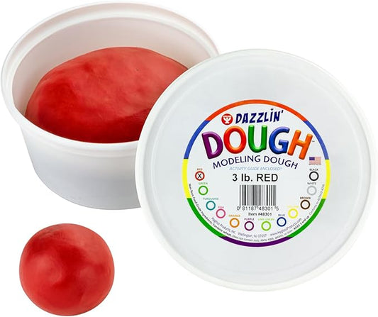 Hygloss Play Modeling Dough - Red Dough Unscented - Safe & Non-Toxic for Kids Arts & Crafts - Party Favors - Classroom Supplies - 3lb