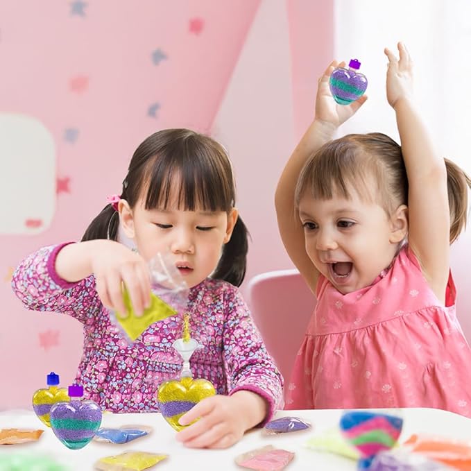 ArtCreativity Valentines Sand Art Heart Bottle Necklaces, Pack of 12, Sand Art Craft Kit with Heart Shaped Bottles, Craft Party Supplies and Party Favors for Kids - Sand Sold Separately