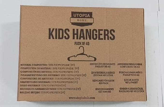 Utopia Home 40 Pack Kids Hangers - 11.5 Inch Plastic Baby Hangers for Closet - Childrens Hanger for Clothes & Infant Hanger for Closet - Ideal for Everyday Standard Use (Yellow)