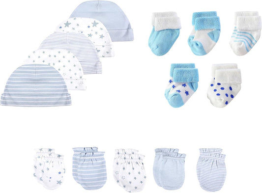 15 Pack Unisex New Born Boy Girls Hats Mittens Socks Sets Cotton Soft Infant Accessory 0-6 Months Baby Essentials