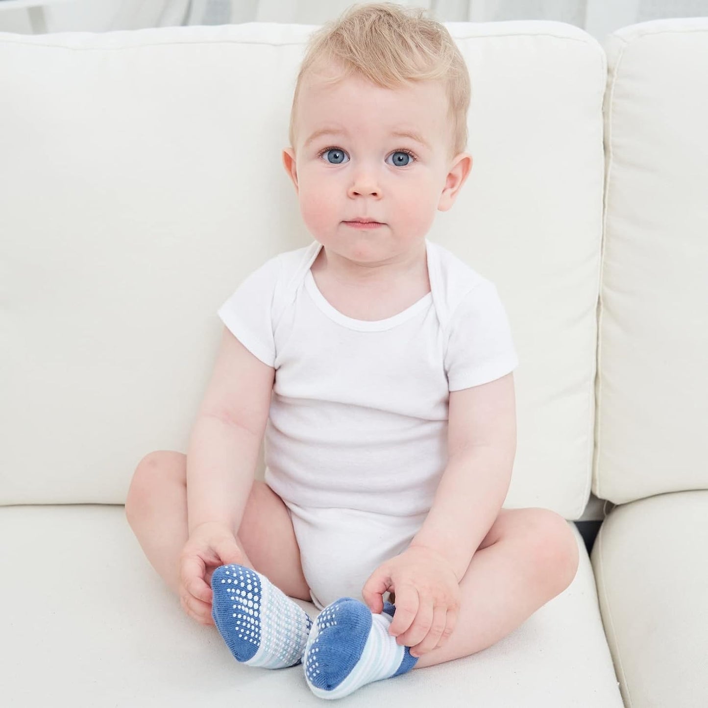 Zaples Baby Non Slip Grip Ankle Socks with Non Skid Soles for Infants Toddlers Kids Boys Girls