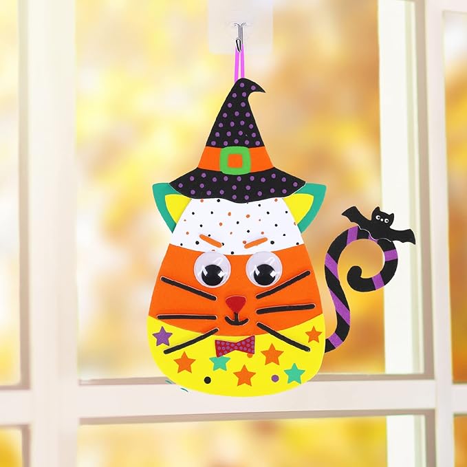 Winlyn 32 Sets Halloween Crafts Kits DIY Halloween Ornaments Decorations Art Sets Pumpkin Monster Jack-o'-Lantern Stickers Arts Crafts Supplies Kit Googly Eyes for Kids Party Home Classroom Activities