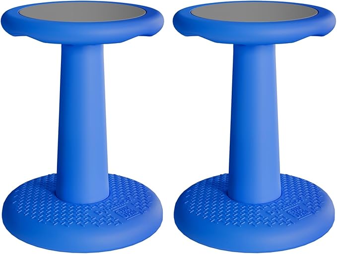 '-Dynamic-, Kid Wobble Stool Pair, Wiggle Chair Flexible Seating for Preschool & Elementary Classroom, Improves Focus, Posture & ADHD/ADD-Blue 17.7 Hight' Stools Pack of 2