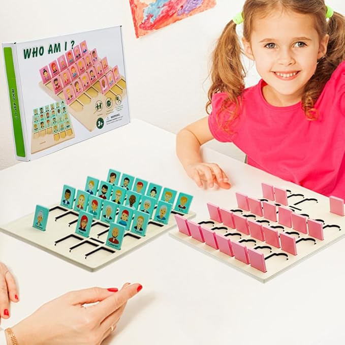 Guess Game Wooden Board Who Am i Game Toy for 3+ Year Old Boys Girls,Guessing Cognitive Toy Logical Reasoning Games for Families,Puzzle Educational Travel Toys for Kids Ages 3 and Up