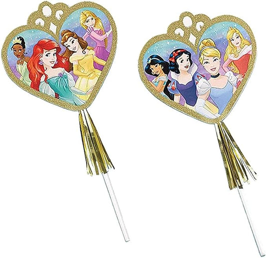 Magical Disney Multicolor Princess Paper Wands - 10.5" x 5" (Set of 8) - Enchanting Designs, Perfect Party Favor & Creative Decor