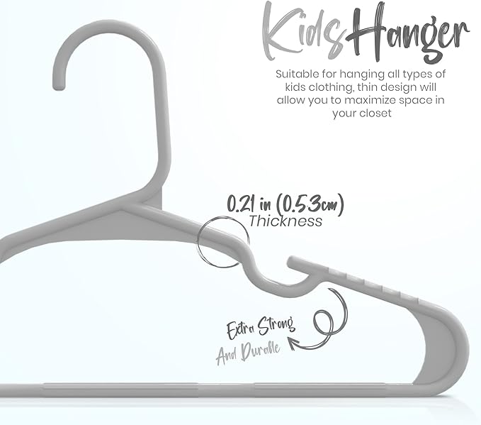 Utopia Home 40 Pack Kids Hangers - 11.5 Inch Plastic Baby Hangers for Closet - Childrens Hanger for Clothes & Infant Hanger for Closet - Ideal for Everyday Standard Use (Gray)