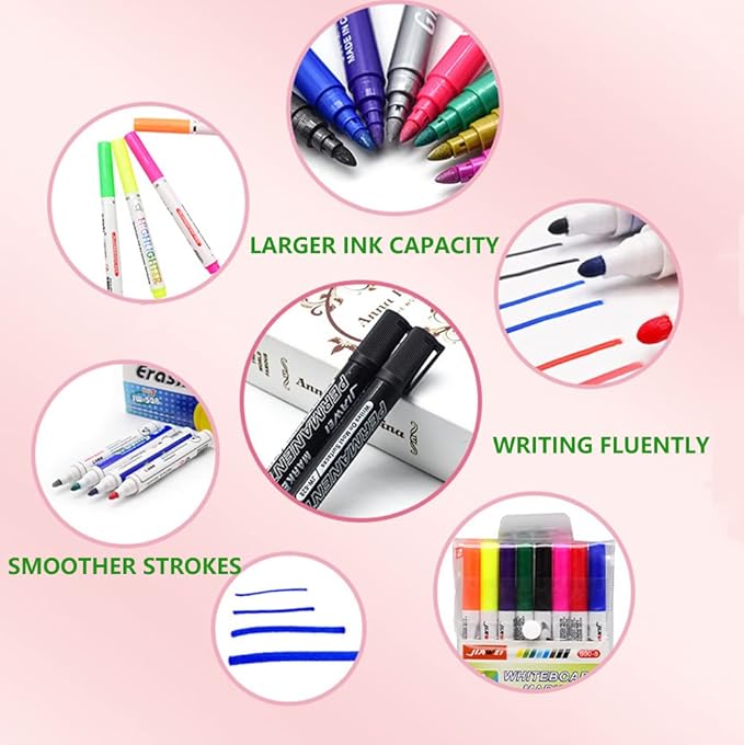 Magical Water Painting Pen Toy, Erasing Whiteboard Marker - A Watercolor Pen That Can Float in The Water, Magical Water Painting Pens Kit Set for Kids Teaching Drawing (12 Colos,without spoon)