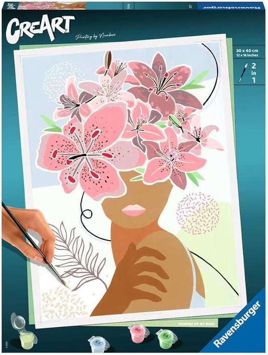 Ravensburger Flowers on My Mind Paint by Numbers Kit for Adults - 20275 - Painting Arts and Crafts for Ages 12 and Up