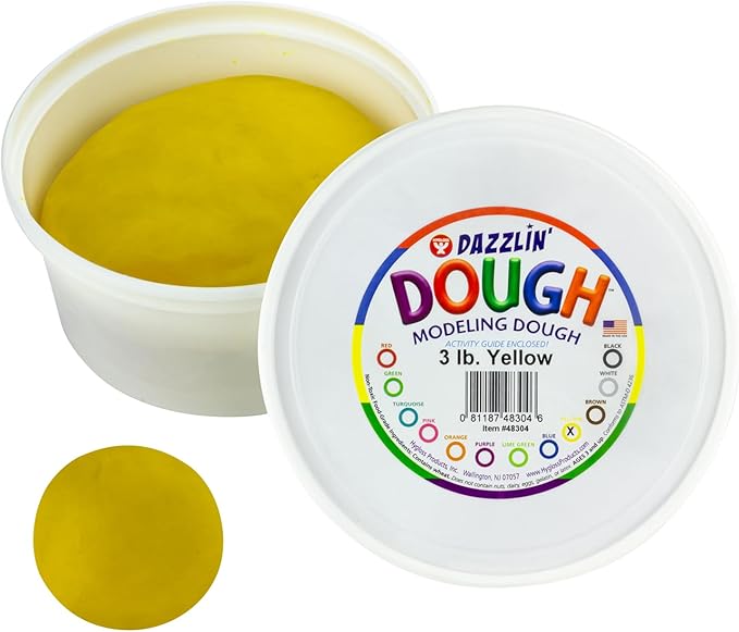 Hygloss Play Modeling Dough - Yellow Dough Unscented - Safe & Non-Toxic for Kids Arts & Crafts - Party Favors - Classroom Supplies - 3lb