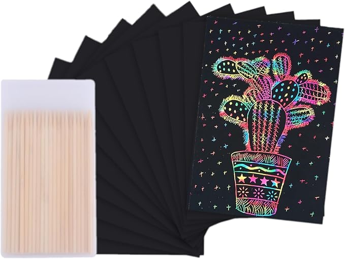 Cityrosy 95 Pcs, Scratch Art Paper Rainbow Sets, Black Scratch Off Paper, Easter Gifts for Kids, Magic Rainbow Scratch Off Set, Crafts Supplies Kits for Age 3-12 Kids, Party Games, Easter, Christmas