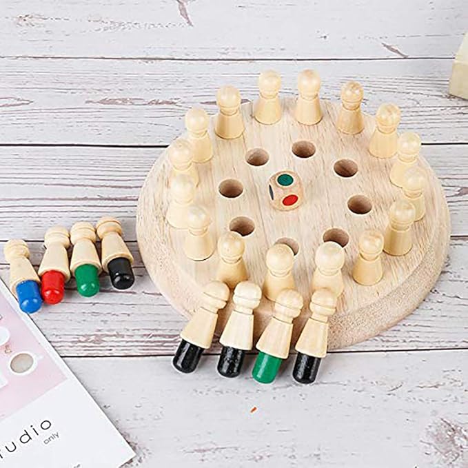 Wooden Memory Match Stick Chess Game, Color Memory Chess, Funny Block Board Game, Parent-Child Interaction Toy, Educational Intelligent Games Logic Braintease Toys for Boys and Girls Age 3 and Up