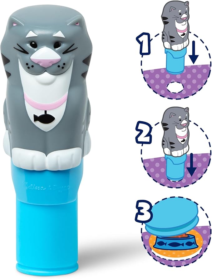 Melissa & Doug Sticker WOW!™ 24-Page Activity Pad and Sticker Stamper, 300 Stickers, Arts and Crafts Fidget Toy Collectible Character – Cat - FSC Certified