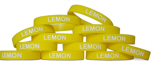 Novel Merk Lemon Yellow Party Favor & School Carnival Prize Silicone Rubber Band Wristband Bracelet (12 pieces)