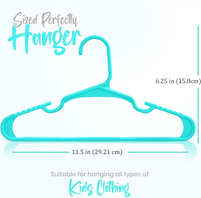 Utopia Home 20 Pack Kids Hangers - 11.5 Inch Plastic Baby Hangers for Closet - Childrens Hanger for Clothes & Infant Hanger for Closet - Ideal for Everyday Standard Use (Teal)