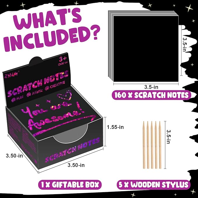 ZMLM Rainbow Scratch Paper Art Mini Notes Easter Basket Stuffers for Kids Teens Gifts Ages 4-8 Bulk Craft Supplies for Girls Boys Birthday Classroom Party Games Toy Stocking Stuffers(Rose)