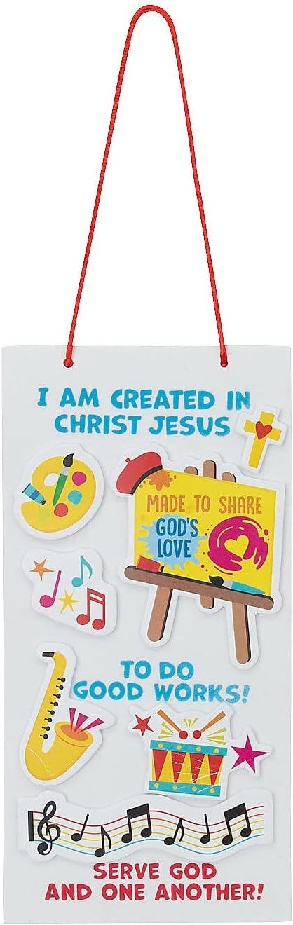 Fun Express Studio VBS Verse Sign Craft Kit - Makes 12 - VBS Vacation Bible School Supplies/Decor