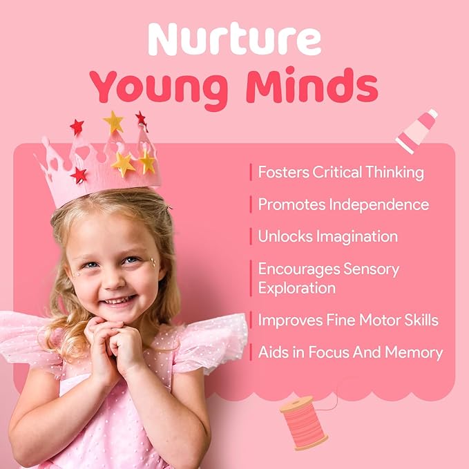 Unicorn Craft Box - 10 Fun Arts and Crafts for Kids Ages 4-8, No Mess, Educational, Mermaid Art Projects, Toddler Crafts & Activities Kit with Supplies, Gift for Girls 3 4 5 6 7 8 Years Old