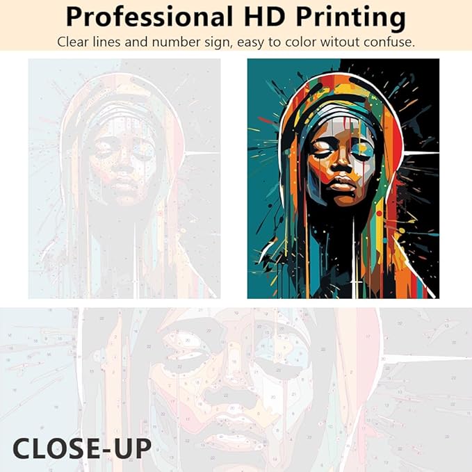 Rebotipy Paint by Numbers Kit for Adults, Virgin Mary Paint by Numbers, Urban Street Art Style Adult Paint by Numbers Kits on Canvas, 16X20 Inch Sunset Paint by Numbers for Adults Beginner Kids