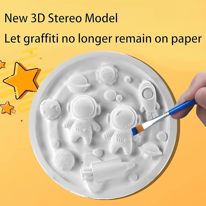 Adults DIY 3D Gypsum Graffiti 3D Colored Gypsum Doll White Embryo Colored Gypsum Painting (includes gypsum board, 12 colors of paint, three-dimensional frame, color palette, and color pens x 2