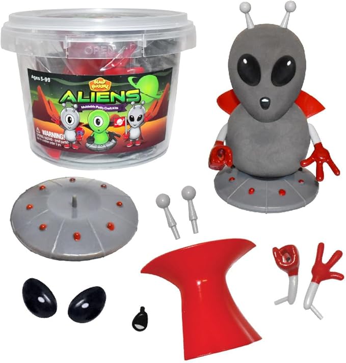 Aliens Craft Kit 3 Pack – Build, Play, and Display 3 Air-Dry Clay Aliens, Great for Birthday Parties, Trick or Treating, Stocking Stuffers, for Kids, Boys and Girls Ages 5+