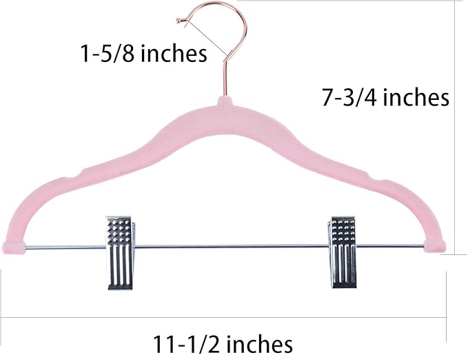 Tosnail 30 Pack Kids Velvet Hangers Children's Clothes Hangers Baby Hangers with Clips - Pink