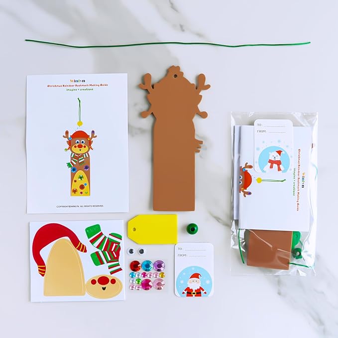 Winlyn 24 Sets Christmas Craft Kits Winter Crafts DIY Christmas Ornaments Decorations Craft Kits Festive Foam Stickers Christmas Arts and Crafts for Kids Holiday Home Classroom Activities Party Favors