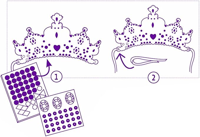 DJECO DIY Like A Princess Crown Craft Kit - Create Your Own Mosaic Tiara - Arts & Crafts for Kids - Fun & Creative for Family & Friends, Perfect for Gift for Children 5+ Years Girls & Boys